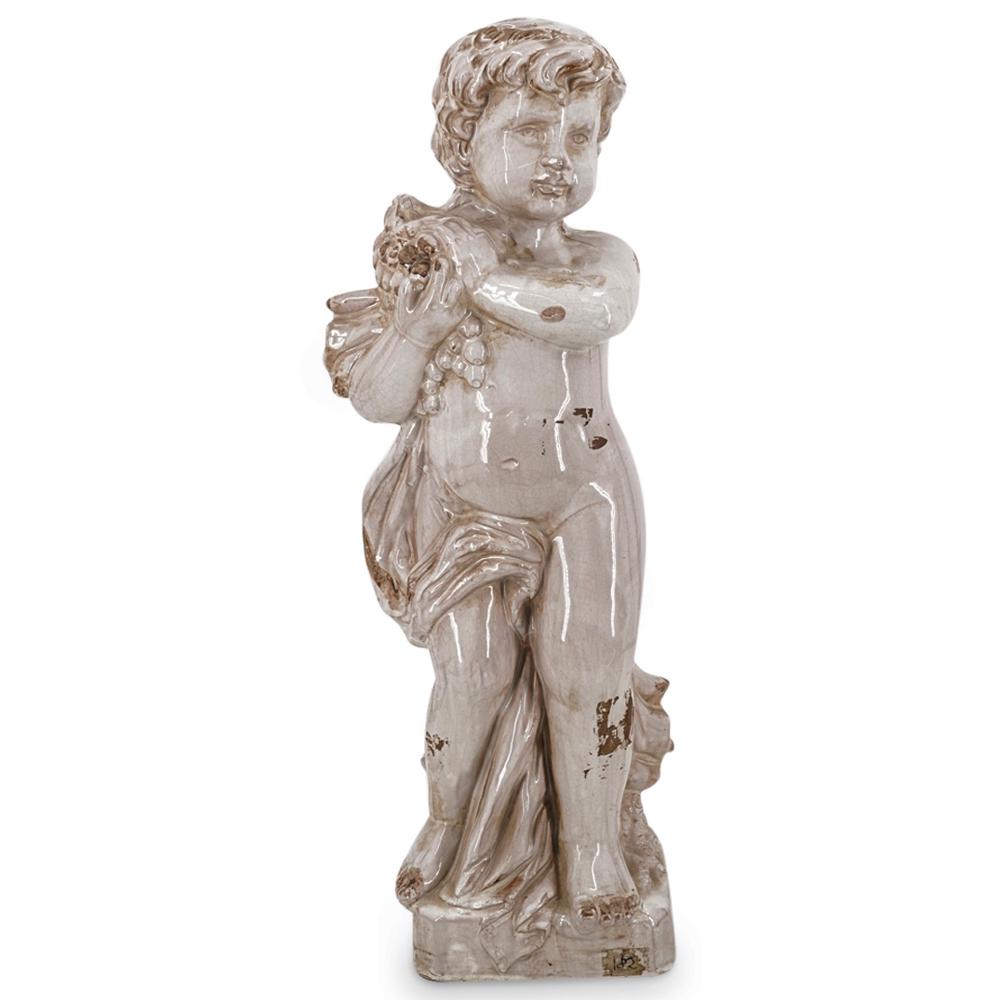 Antique Italian Majolica Ceramic Putto Bearing Grapes (1 of 6)