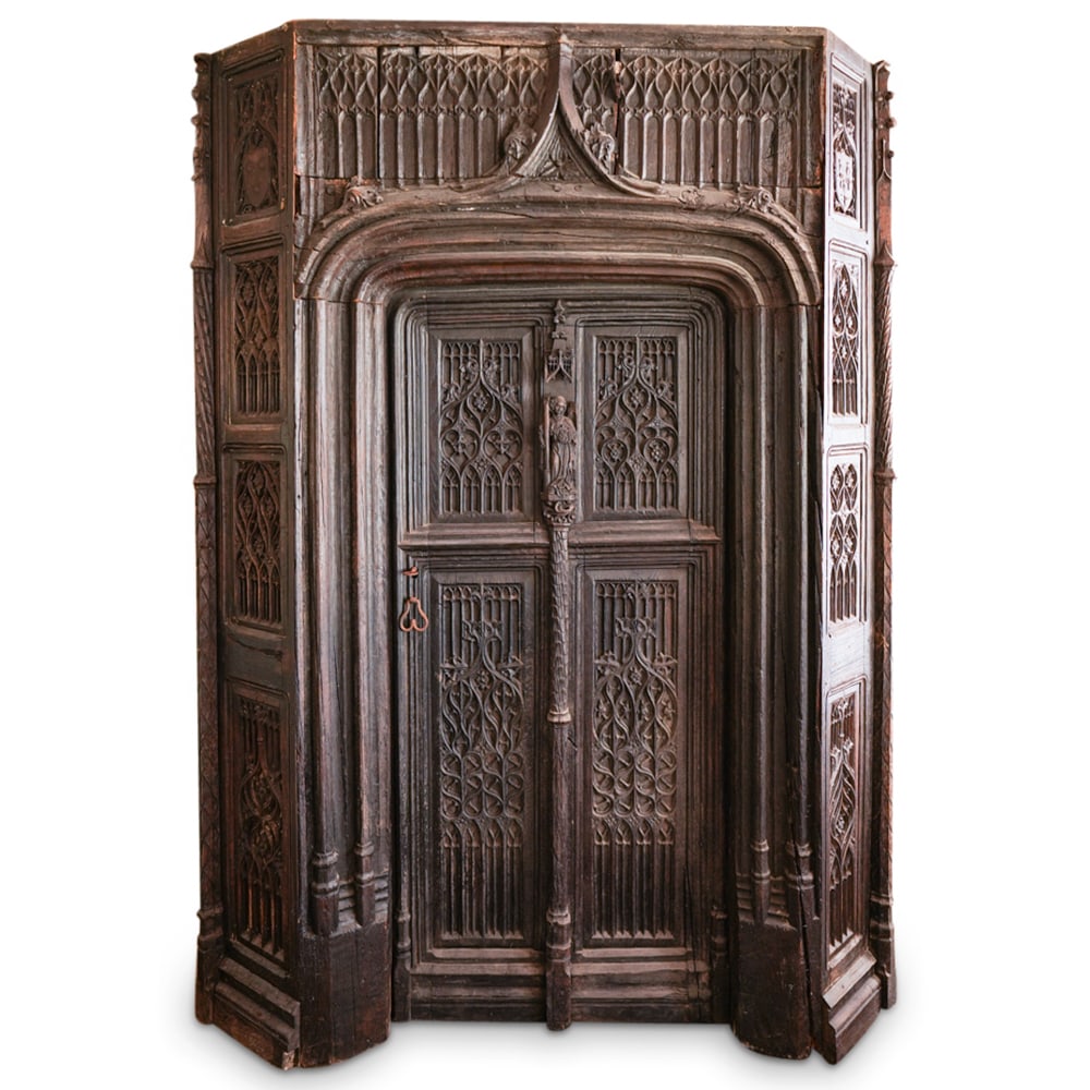 Monumental 17th Century Gothic Revival Carved Wood Altar (1 of 6)