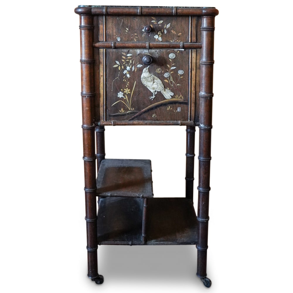 French Japonisme Shibayama Inlaid Bedside Table (1 of 10)