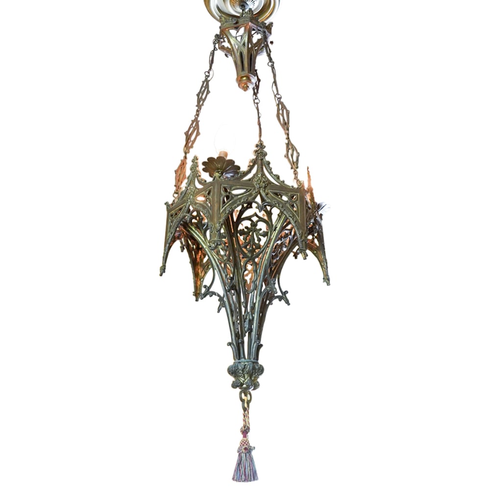 19th Cent. Gothic Revival Brass Chandelier (1 of 5)