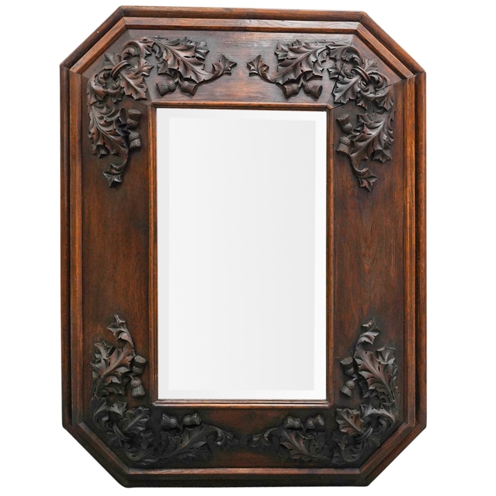 Antique 19th Ct English Carved Beveled Mirror (1 of 2)