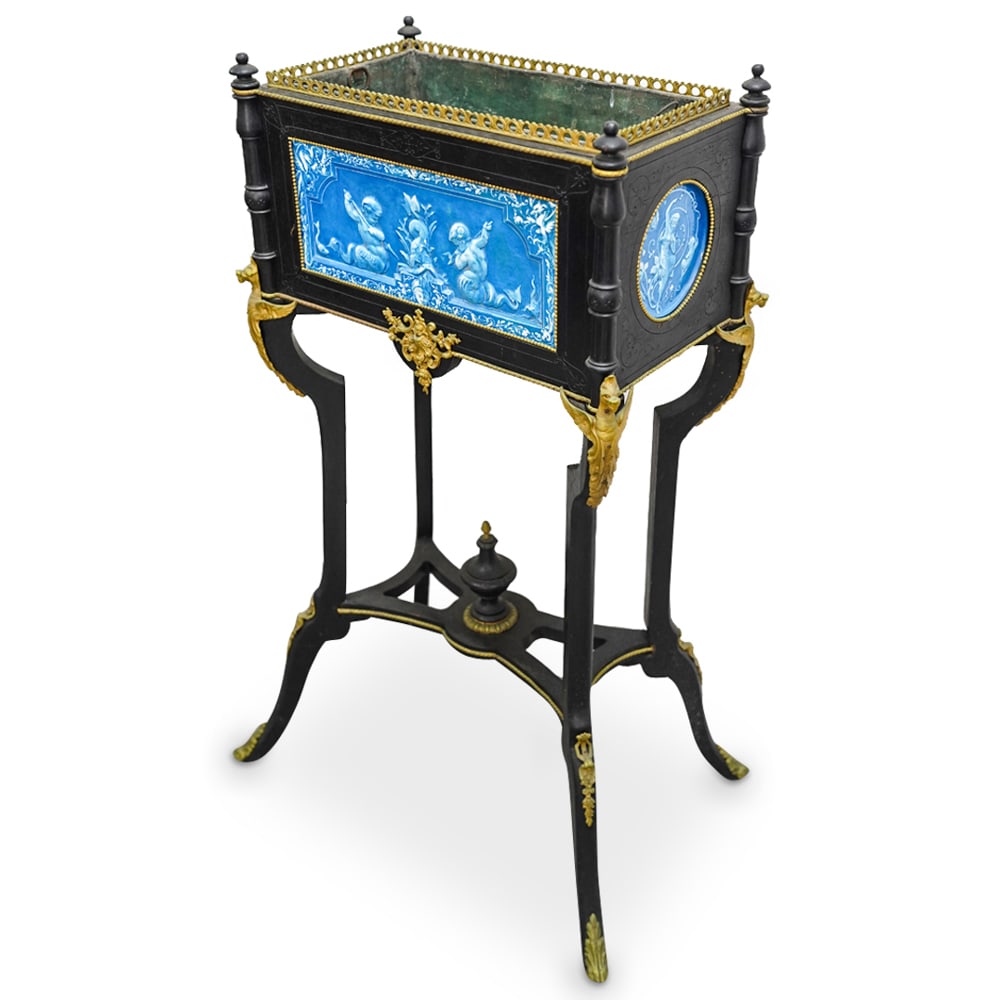 Lacquered Wood Enamel and Bronze Planter (1 of 9)