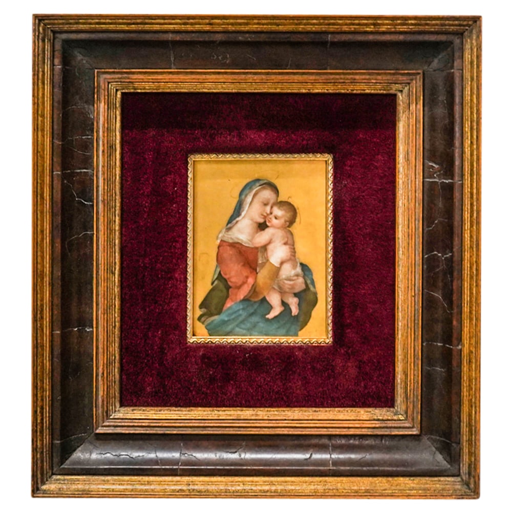 Antique Madonna And Child After Raphael Porcelain Plaque (1 of 2)