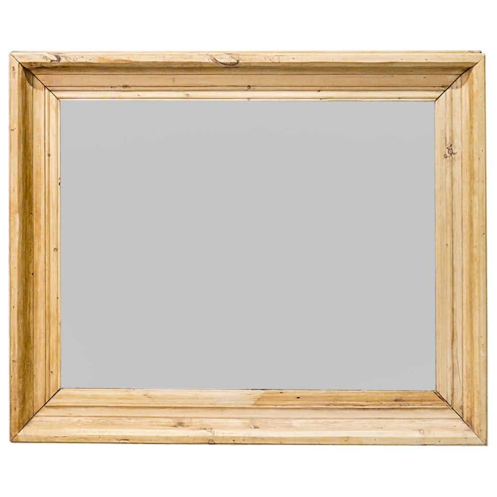 Large Antique French Carved Wood Rustic Wall Mirror (1 of 2)