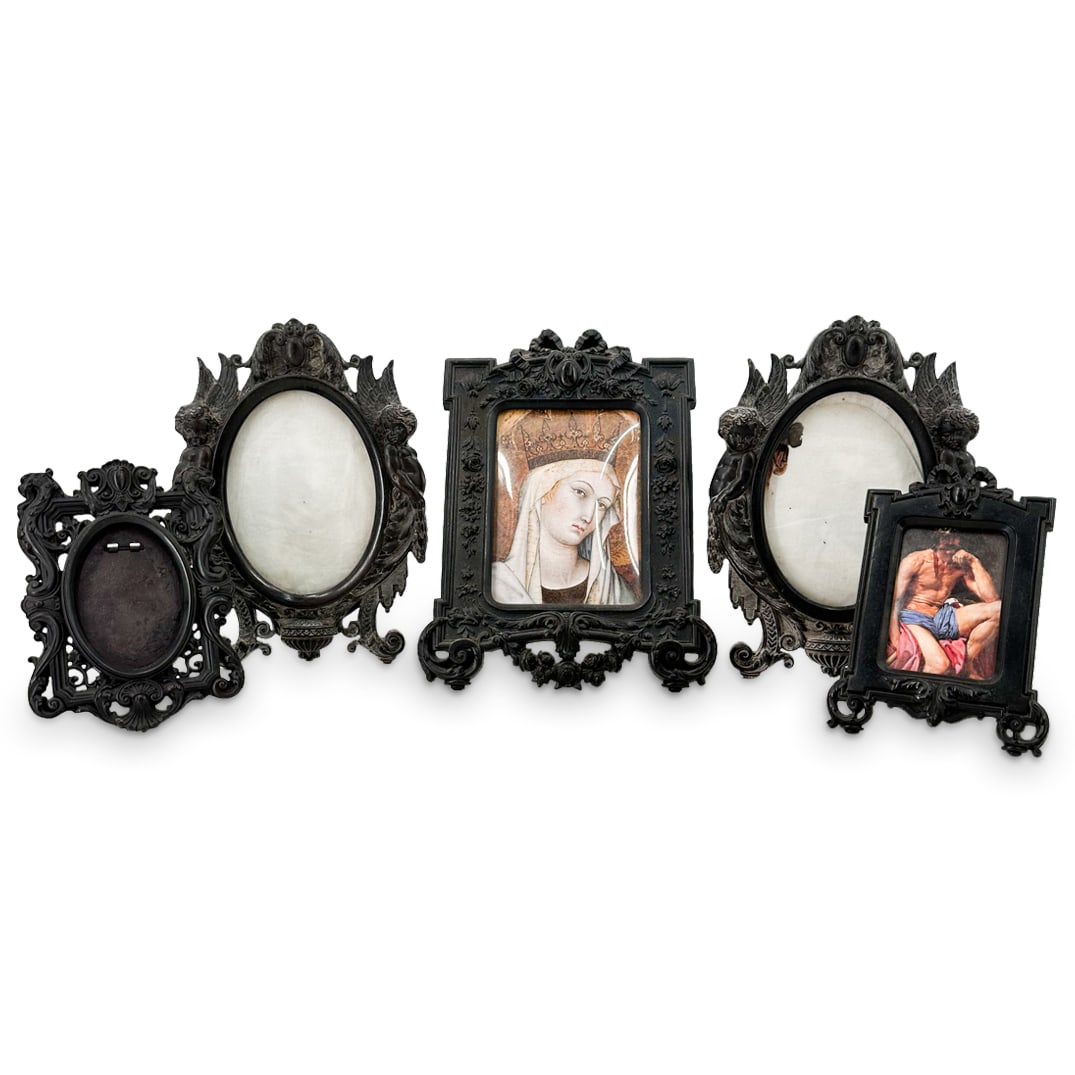 (5 Pc) Antique Victorian Thermoplastic Photo Frames (1 of 6)