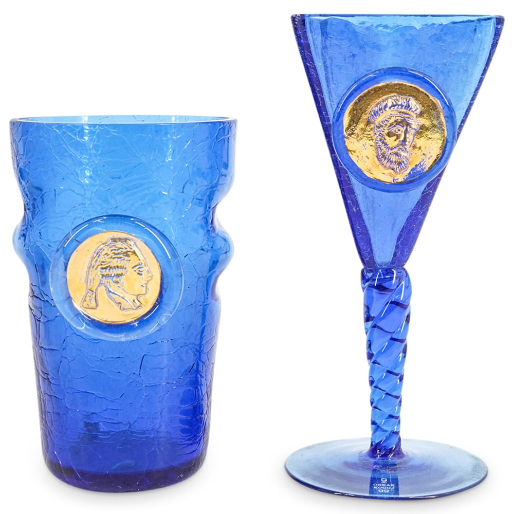 (2 Pc) Oskar Kogoj Art Glass Drinking Vessels (1 of 9)