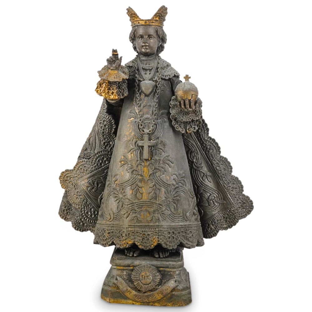 Antique Infant Jesus Of Prague Mixed Metal Statue (1 of 7)
