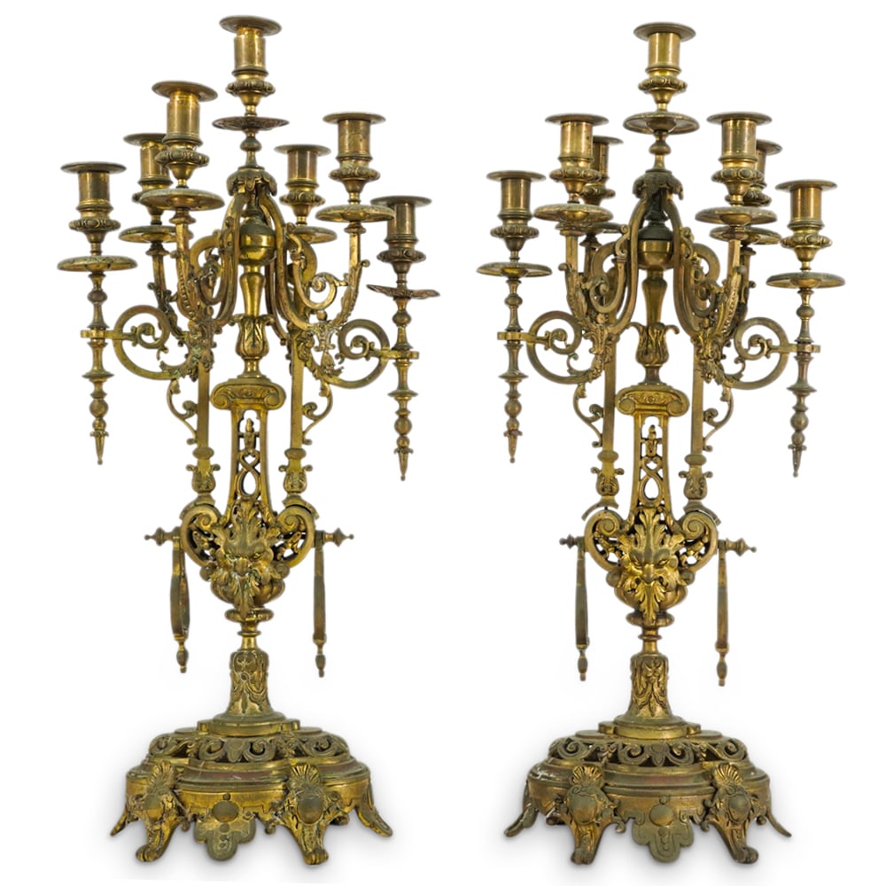 Pair Antique Bronze Candelabras (1 of 3)