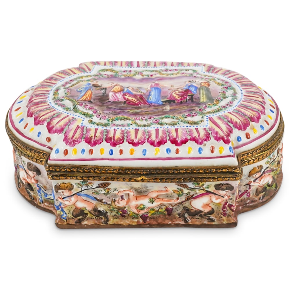 Antique Capodimonte Porcelain Sewing Hinged Box (1 of 8)