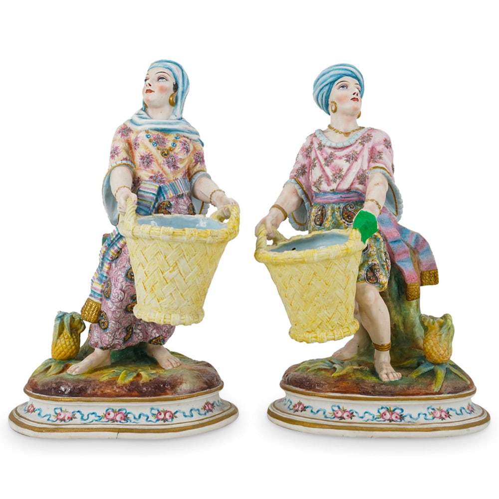 (2 Pc) Antique French Orientalist Porcelain Figurines (1 of 8)