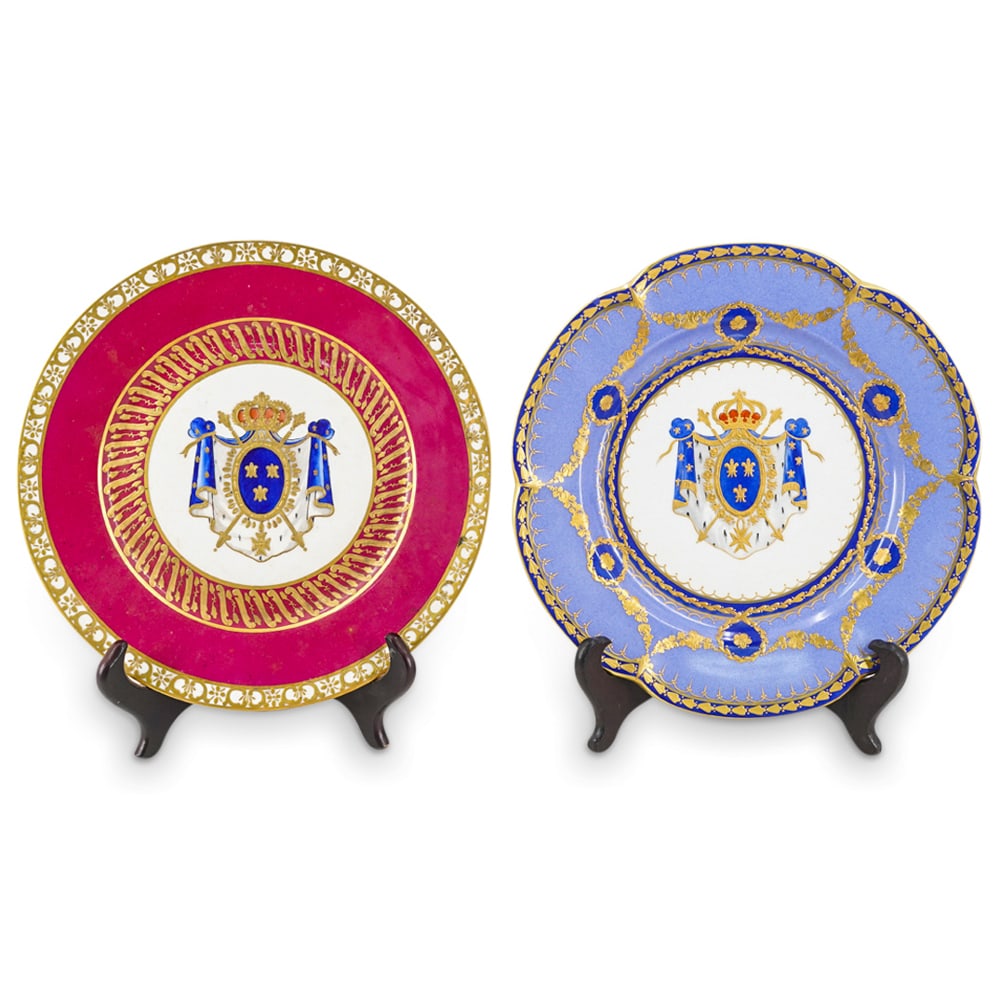 (2 Pc) Antique French Napoleon I Bonaparte Porcelain Plates (1 of 5)
