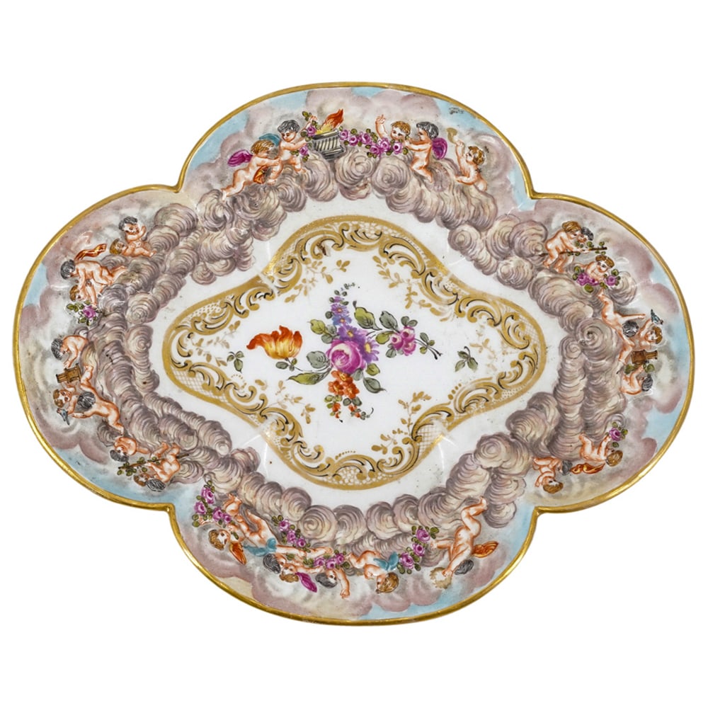 Antique Capodimonte Quatrefoil Majolica Plate (1 of 4)
