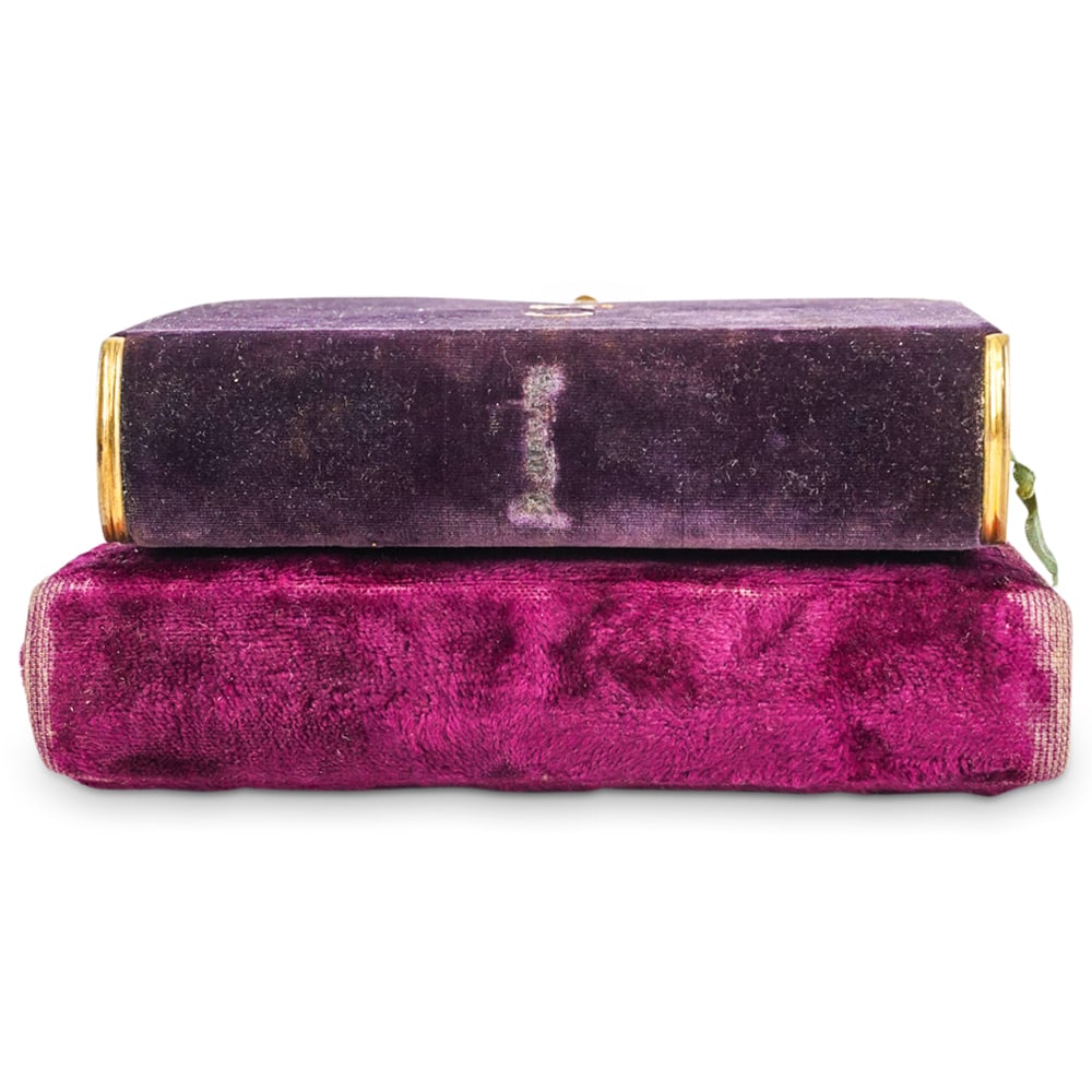 (2 Vol) 19 Cent. Italian And French Velvet Bound Religious Books (1 of 9)