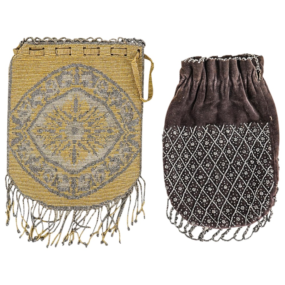 (2 Pc) Antique Micro Beaded Bags Set (1 of 5)