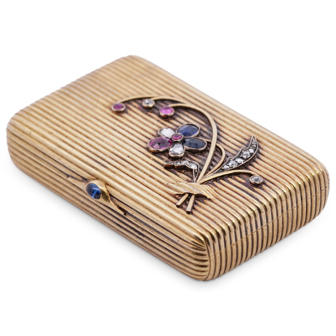 Antique Russian Frederick Koeheli Diamond, Sapphire and Gold Box (1 of 6)