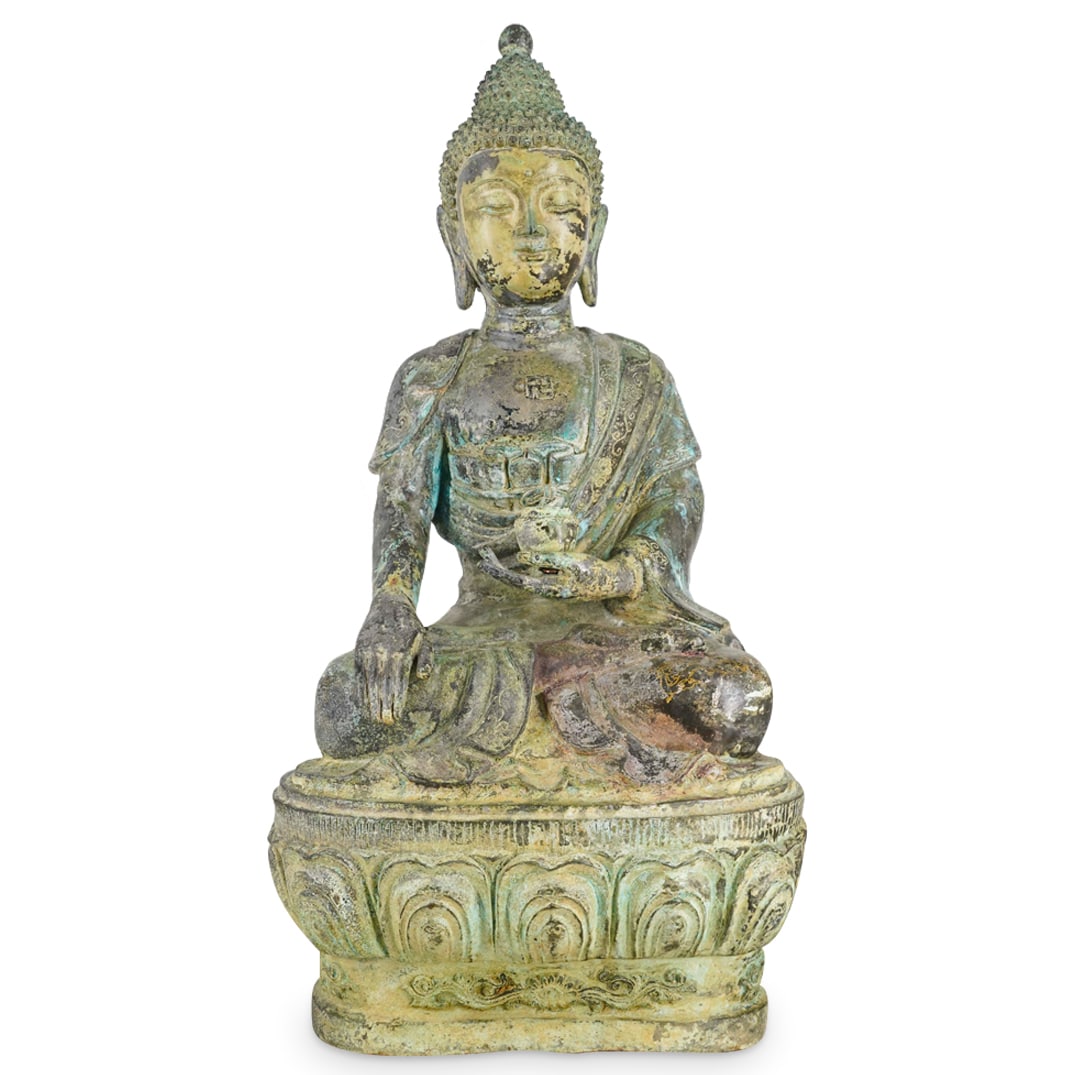Large Antique Chinese Qing Dynasty Bronze Gautama Buddha (1 of 9)