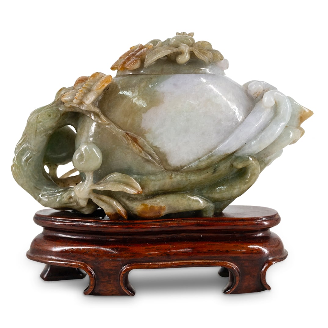 19th Cent. Chinese Multi-Colored Jade Covered Vase (1 of 10)