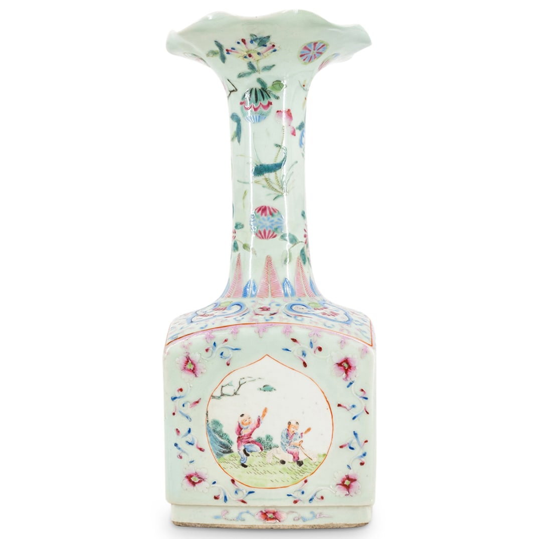 Chinese Porcelain Celadon Famille Rose Unusual Vase (1 of 8)