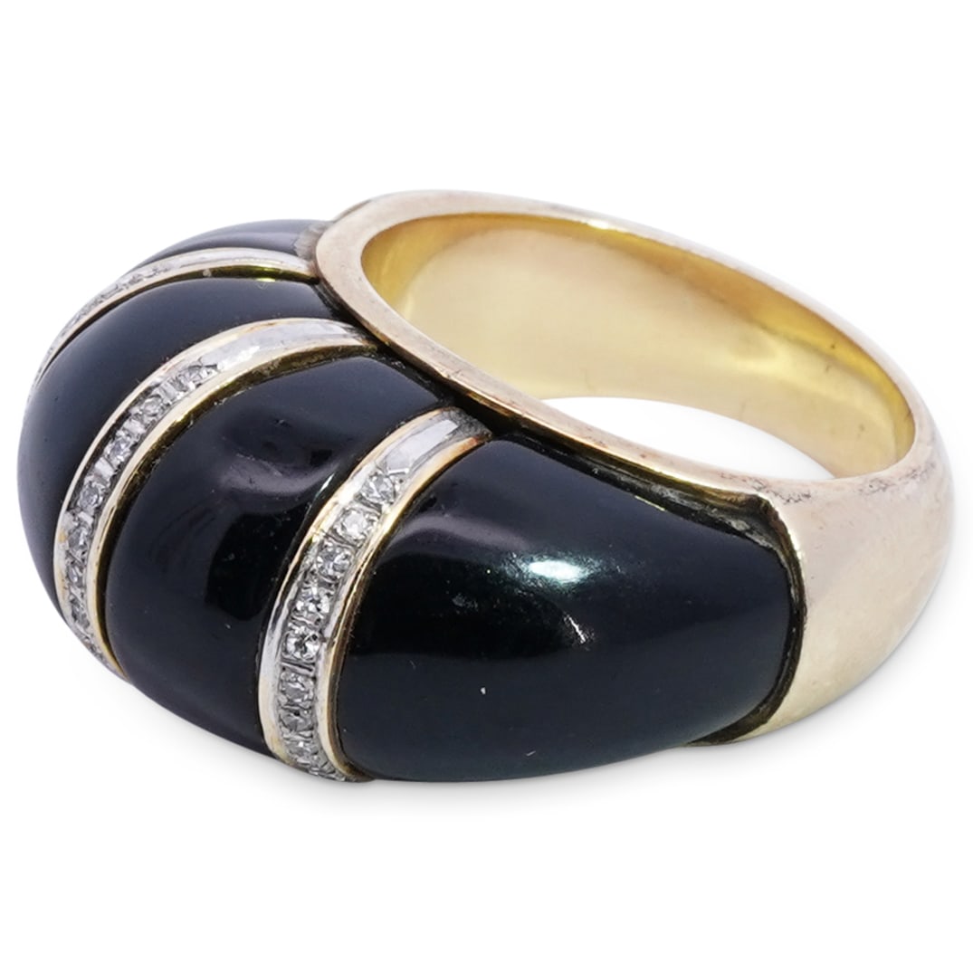 Retro 14k Gold, Onyx and Diamond Ring (1 of 5)