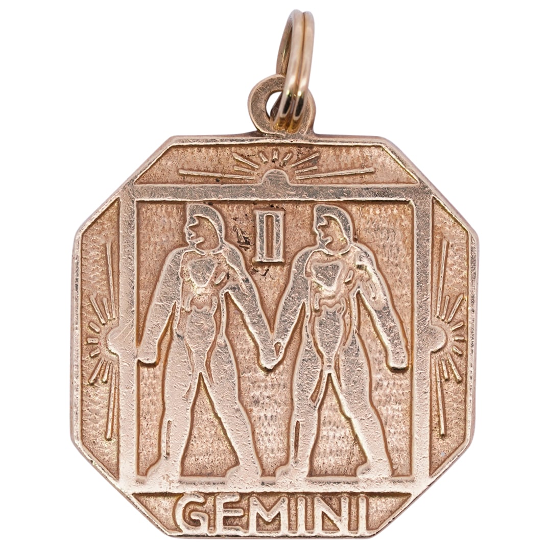 Vintage 14k Gold Astrological Gemini Pendant (1 of 2)
