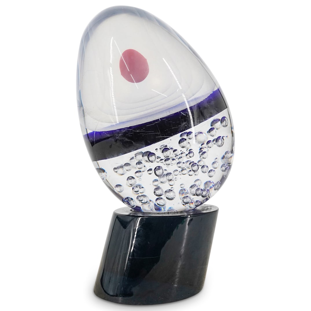 Elio Raffaelli (B. 1936) Murano Glass Egg On Pedestal (1 of 4)
