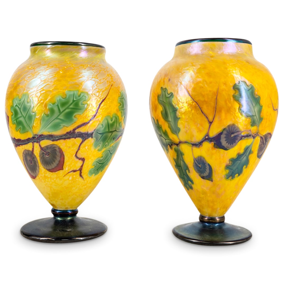 Pair Of "Orient & Flume" Art Glass Vases (1 of 7)