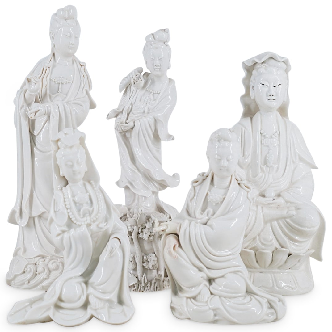 (5 Pc) Antique Chinese Blanc De Chine Porcelain Guan Yin's (1 of 20)