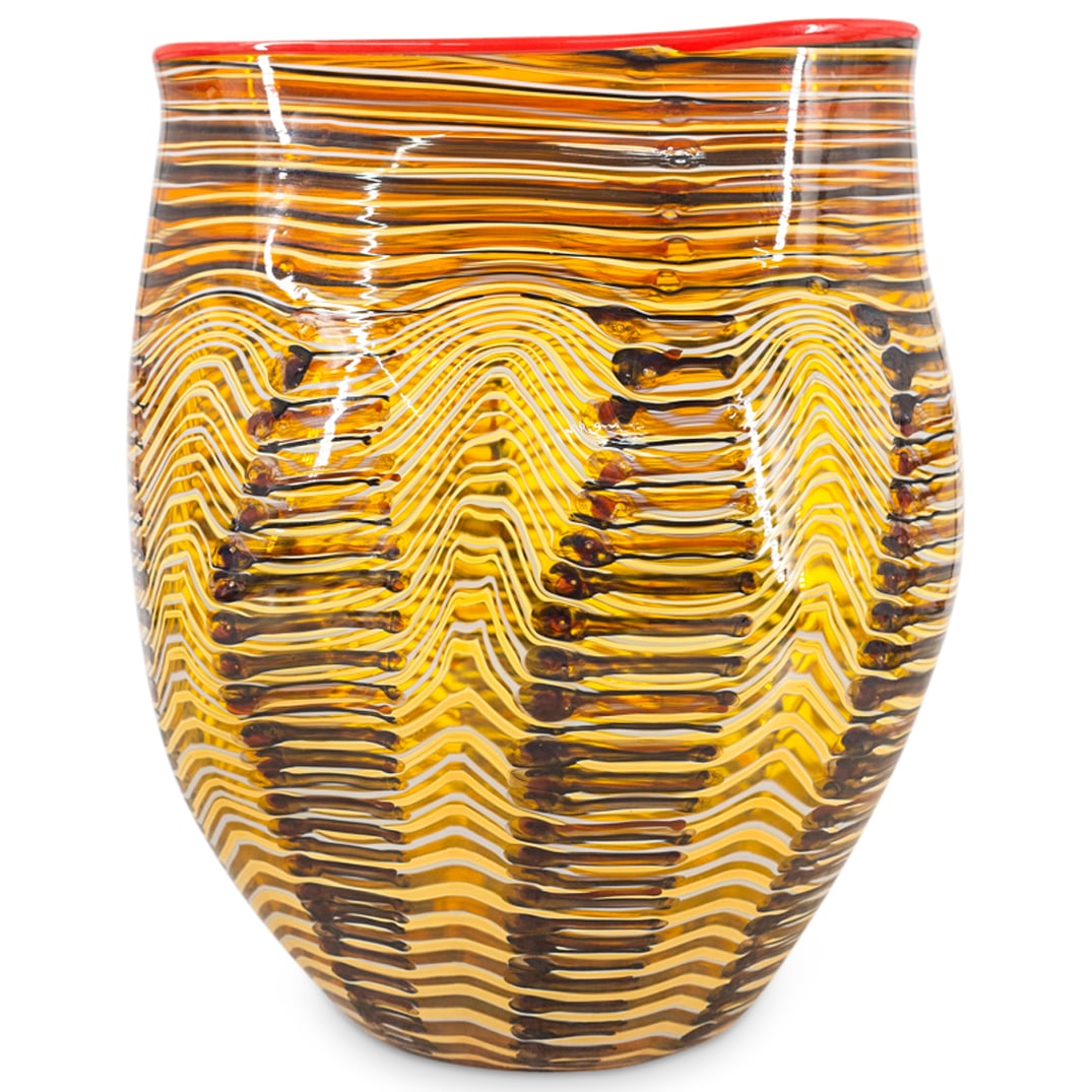 Murano Ribbed Art Glass Vase (1 of 6)