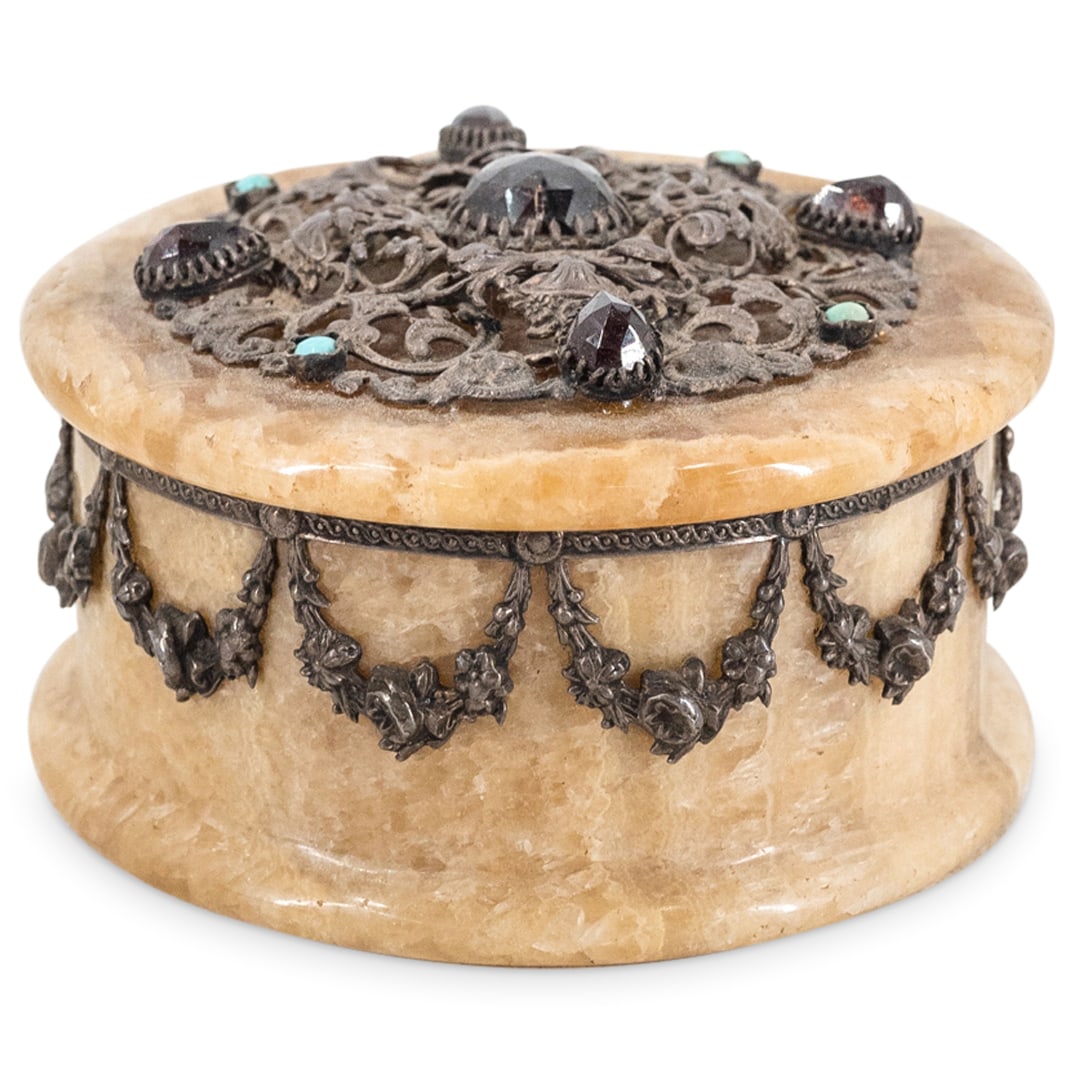 Antique French Sterling Silver And Smoky Quartz Trinket Box (1 of 5)