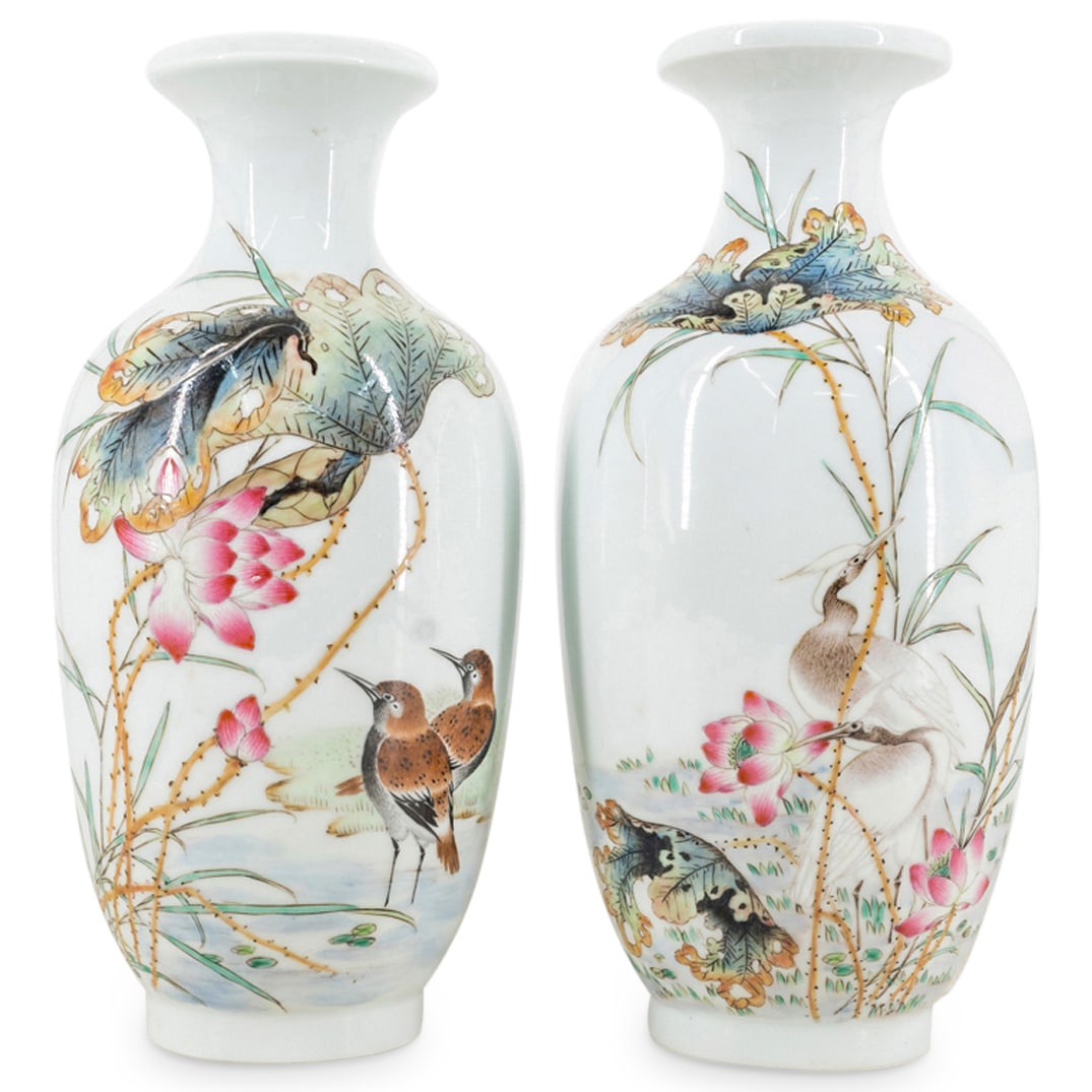 Pair Of Antique Chinese Porcelain Bird Vases (1 of 8)