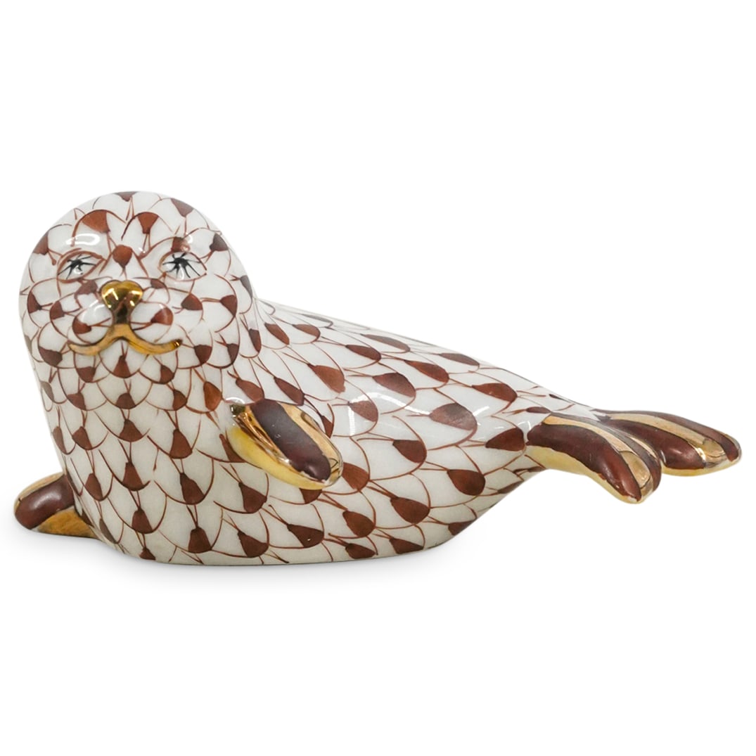 Herend Porcelain "Baby Seal" Fishnet Figurine (1 of 3)