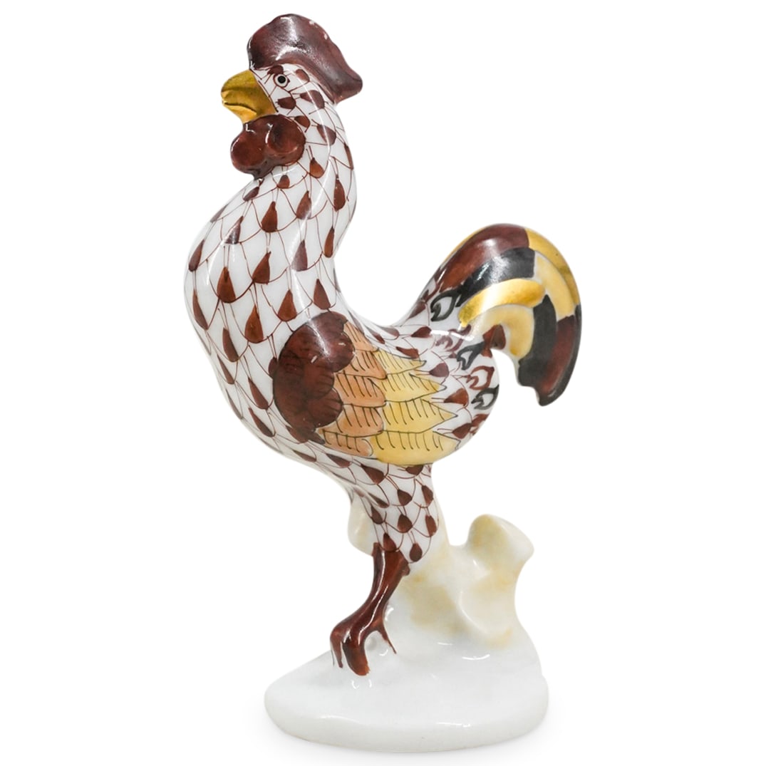 Herend Porcelain "Rooster" Fishnet Figurine (1 of 3)