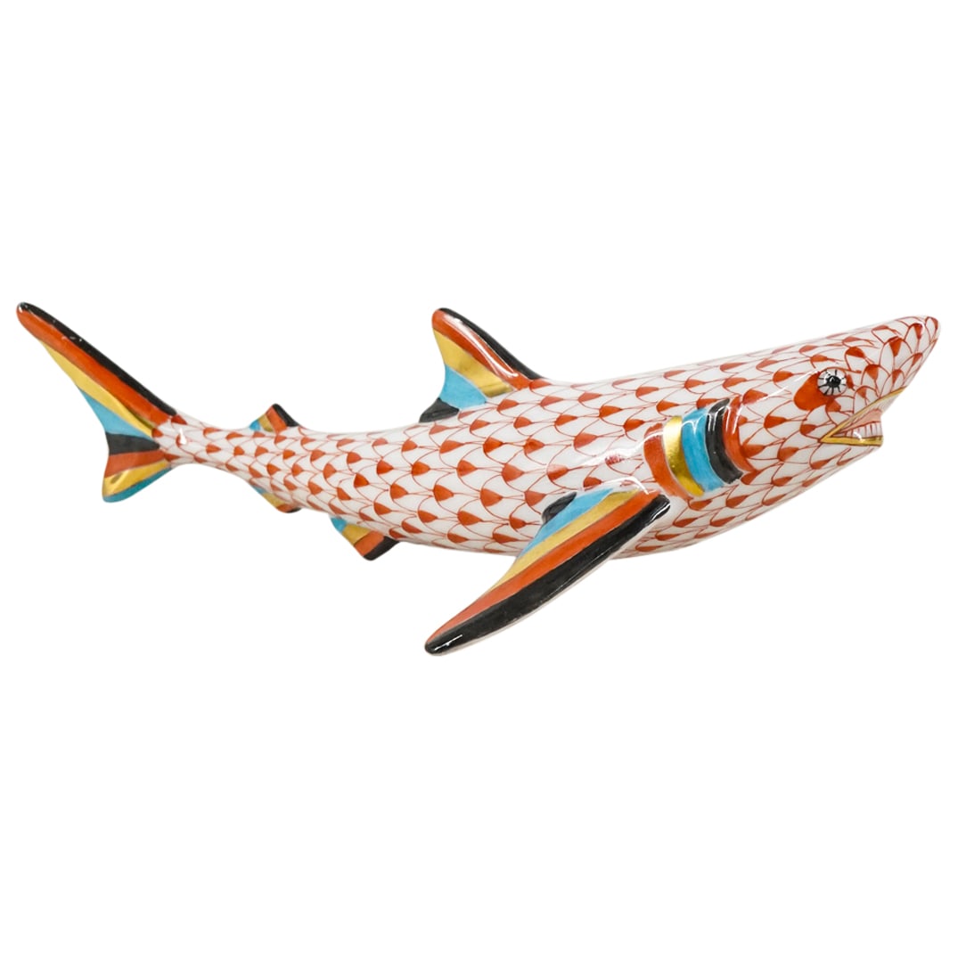 Herend Porcelain "Shark" Rust Fishnet Figurine (1 of 4)