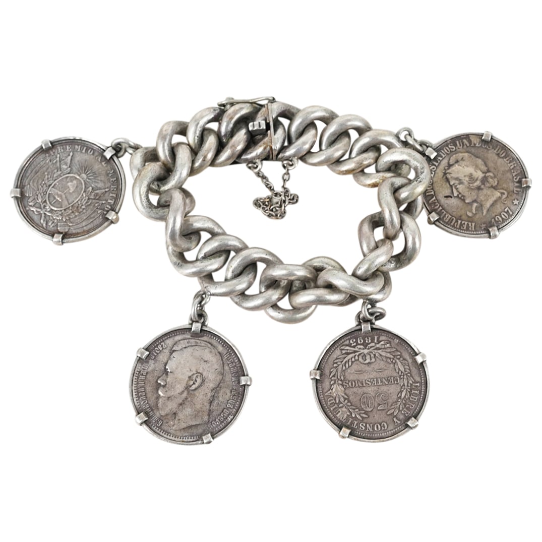 Antique Silver Coin Bracelet (1 of 4)