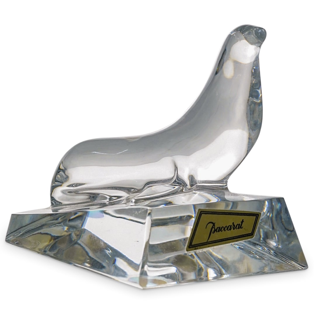 Baccarat Crystal "Seal" Figurine: DESCRIPTION: A Baccarat crystal "Seal" figurine. Style: #764579. Marked with "Baccarat" hallmark on the underside. CIRCA: 20th Century. ORIGIN: France. DIMENSIONS: H: 3 3/4". CONDITION: Great conditio