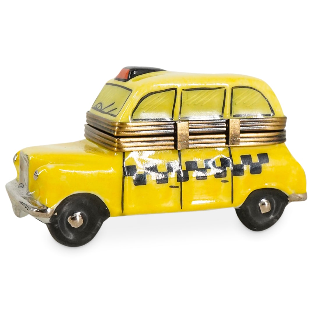 Limoges Porcelain "Yellow Taxi Cab" Trinket Box (1 of 4)