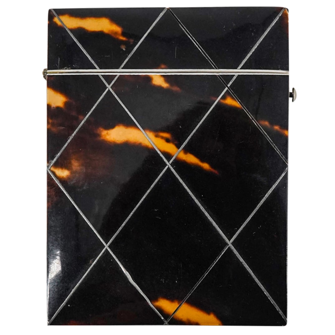 Vintage Tortoise Card Case W/ Silver Inlaid (1 of 4)