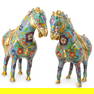 Pair Chinese Tang Style Cloisonne Horses