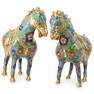 Pair Chinese Tang Style Cloisonne Horses