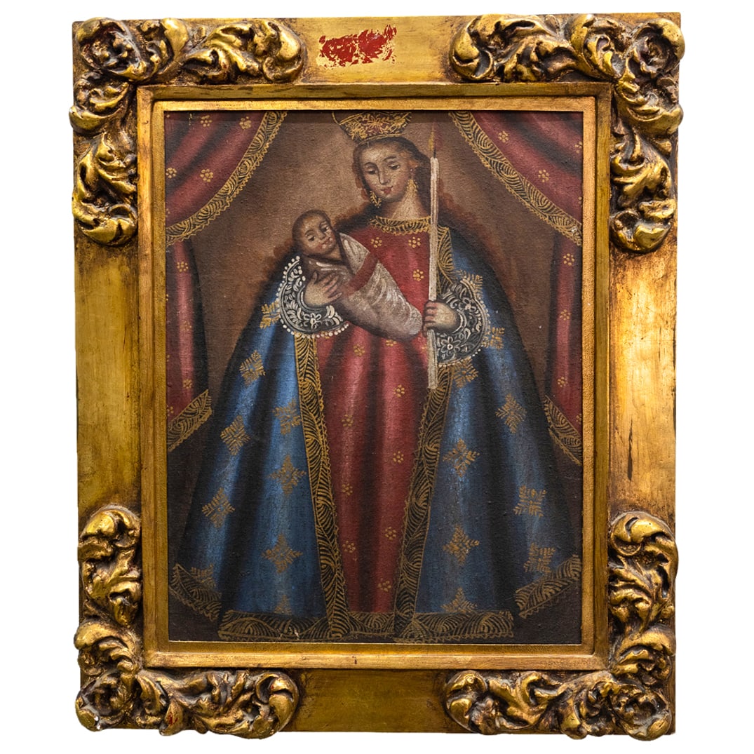 Antique Cuzco School Madonna And Child Oil On Canvas (1 of 6)