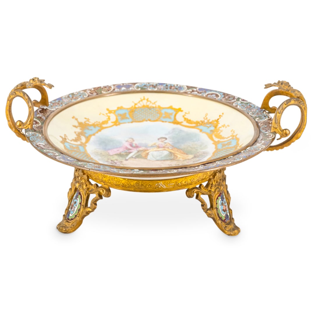 Sevres Style Porcelain & Champleve Centerpiece (1 of 5)