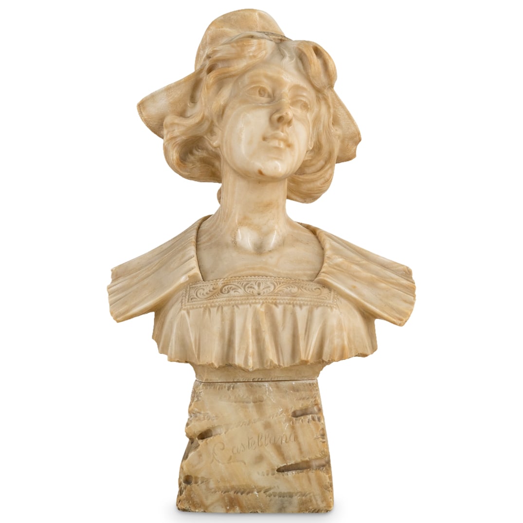 Antique Alabaster Bust Of Young Woman (1 of 7)