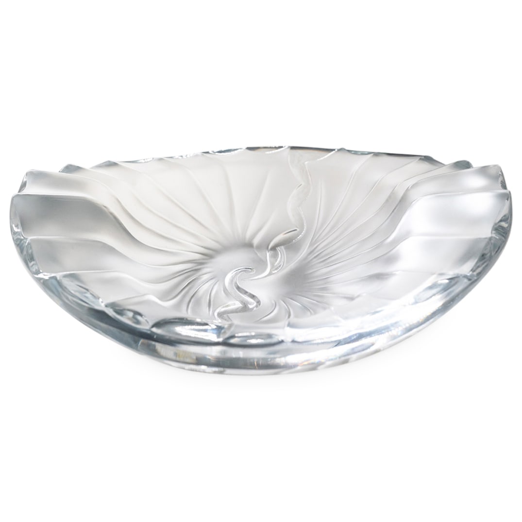 Lalique Frosted Crystal "Nancy Cendrier" Oval Bowl Ashtray (1 of 5)