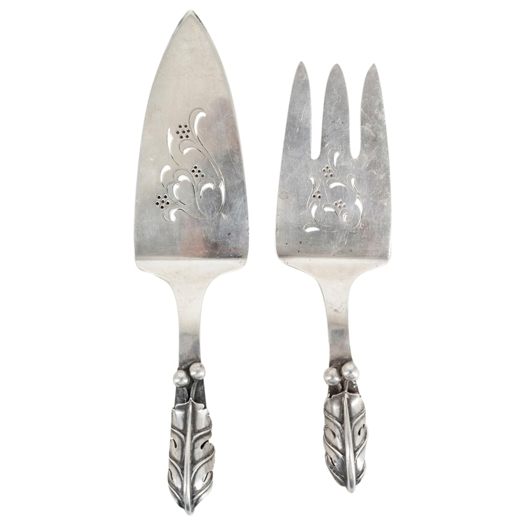 (2 Pc) 1935 Hans Hansen Sterling Silver Serving Utensils (1 of 10)