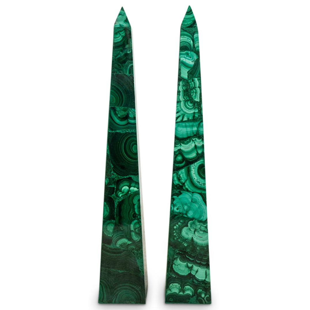 Pair of Vintage Malachite Obelisks (1 of 5)