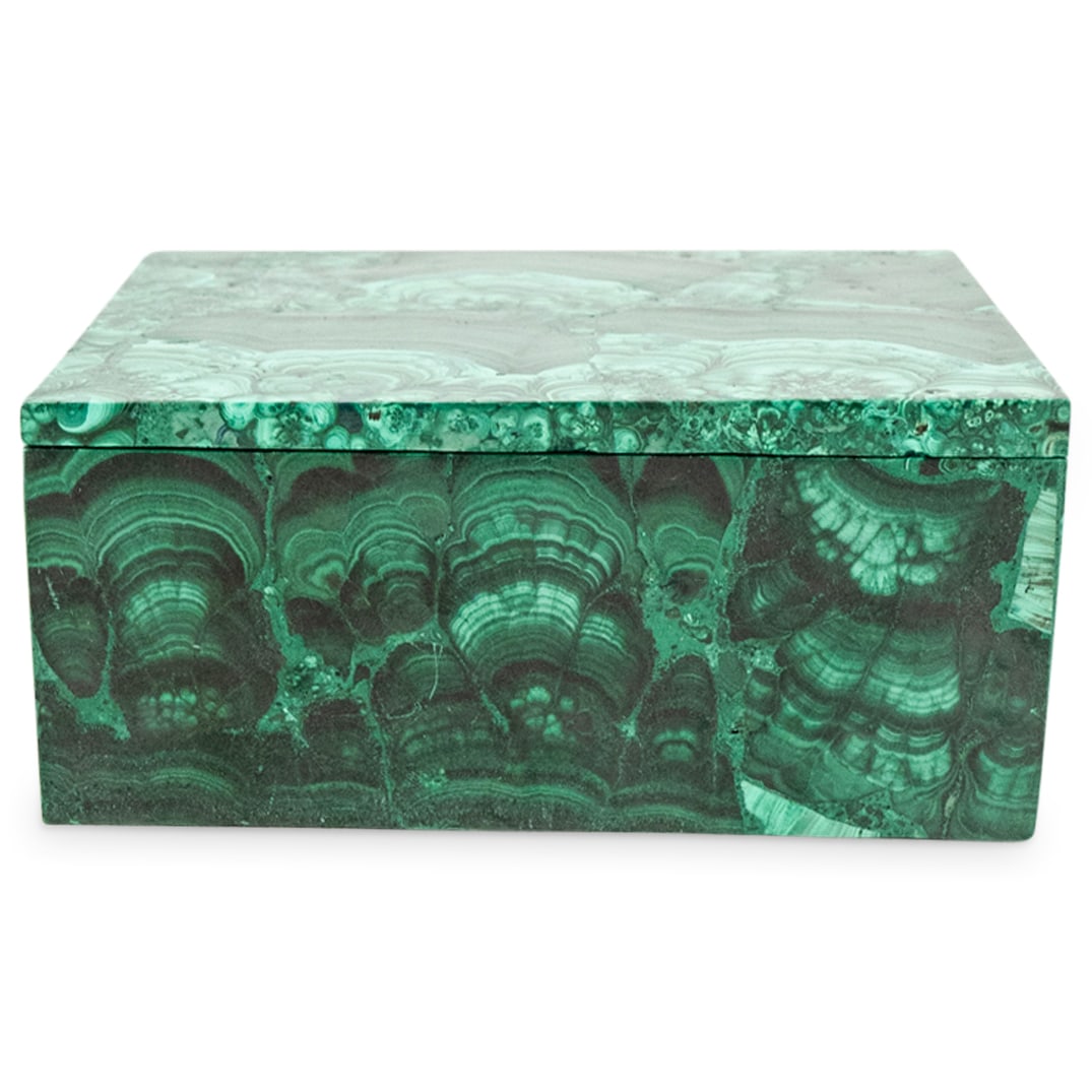 Vintage Lidded Rectangular Malachite Box (1 of 3)