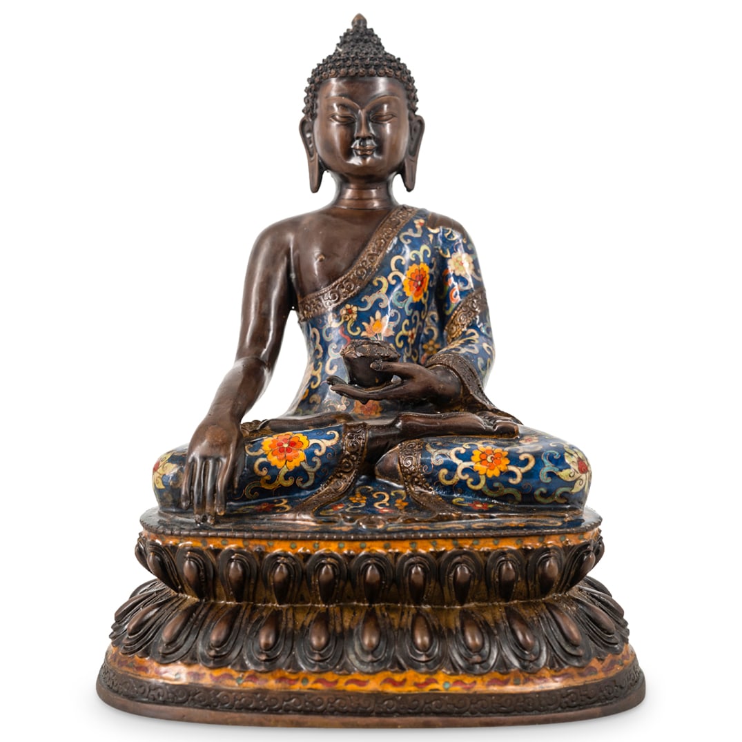 Chinese Mixed Metal Cloisonne Gautama Buddha Statue (1 of 7)