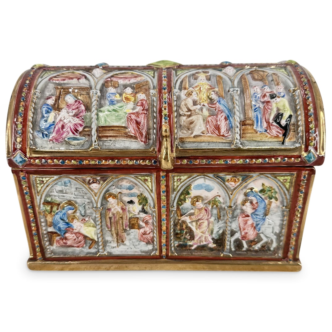 Capodimonte Porcelain Religious Scene Chest (1 of 4)