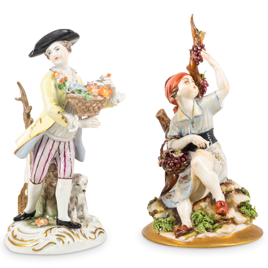(2 Pc) Dresden German Porcelain Figurines (1 of 9)