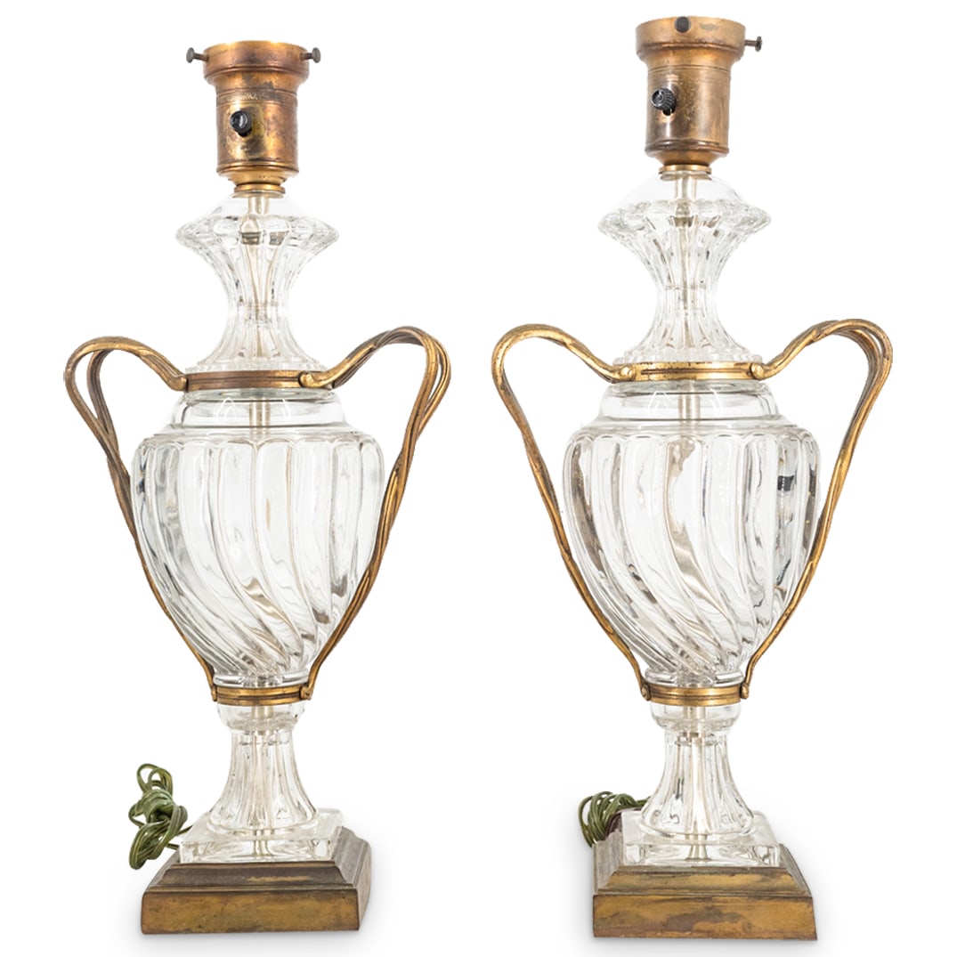 Pair Of Art Nouveau Bronze And Crystal Lamps (1 of 5)